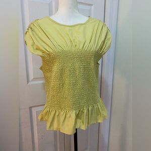 NWT The Great Eros Smocked Jewel Neck Top in Pistachio XL